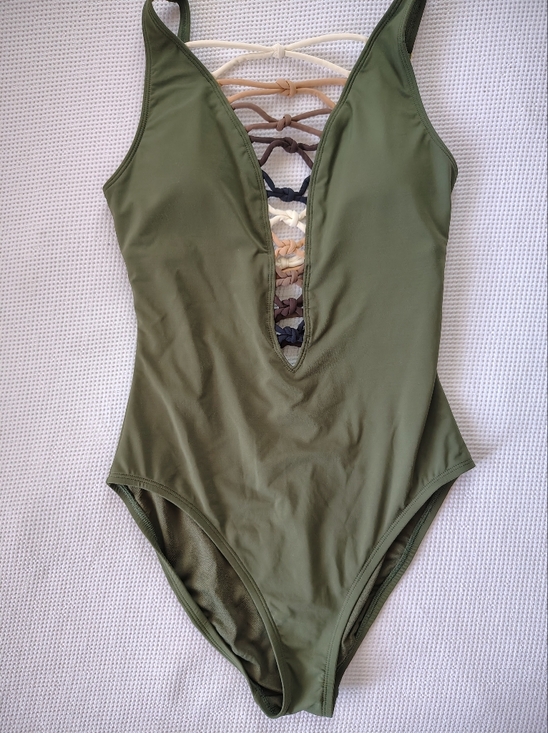 Bleu Rod Beattie Other - Bleu Rod Beattie Olive Green One-Piece Swimsuit with Lattice Front Size 6